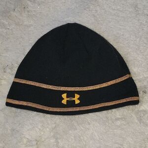 UNDER ARMOUR MEN'S BLACK AND YELLOW WINTER HAT